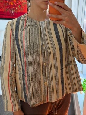 TOAST 100% Hemp Striped Collarless Jacket – Size 10